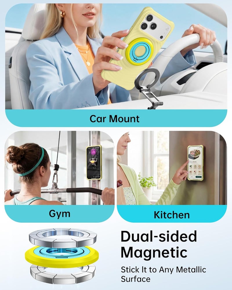 Syncwire Magnetic Phone Ring Holder for MagSafe, 360° Rotation Dual Sided Magnet Grip Cell Phone Ring Stand Finger Kickstand Compatible with iPhone 17 16 15 14 13 12 Pro Max fits MagSafe - Image 5